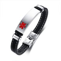 Stainless Steel Charm Bracelet, 304 Stainless Steel, with Microfiber PU, fashion jewelry & for man Approx 8.27 Inch 