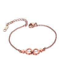 Stainless Steel Charm Bracelet, 304 Stainless Steel, rose gold color plated, fashion jewelry & for woman, rose gold color Approx 6.89 Inch 