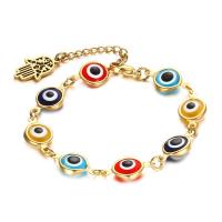 Evil Eye Jewelry Bracelet, 304 Stainless Steel, with Lampwork, with 1.38inch extender chain, fashion jewelry & for woman, 8mm Approx 6.89 Inch 