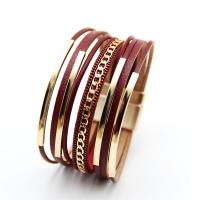 Leatheroid Cord Bracelets, Zinc Alloy, with Leather, fashion jewelry & multilayer & for woman Approx 7.48 Inch 