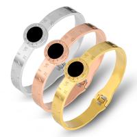 Acier titane bracelet manchette, avec coquille noire, Rond, Placage, bijoux de mode & pour femme, plus de couleurs à choisir, 15mm,8mm, Diamètre inté Environ Vendu par PC