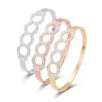 Acier titane bracelet ordinaire, Rond, Placage, bijoux de mode & pour femme & avec strass, plus de couleurs à choisir, 12mm, Diamètre inté Environ Vendu par PC