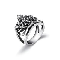 304 Stainless Steel Finger Ring, Crown, plated, fashion jewelry & for man, silver-grey 