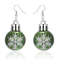 Christmas Earrings, Resin, with Zinc Alloy, Round, silver color plated, fashion jewelry & for woman 