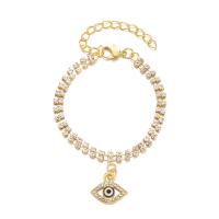Evil Eye Jewelry Bracelet, Zinc Alloy, with Resin, with 6cm extender chain, gold color plated, Adjustable & fashion jewelry & for woman & with rhinestone cm 