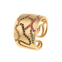 Cubic Zirconia Micro Pave Brass Finger Ring, gold color plated, Adjustable & Unisex & micro pave cubic zirconia 