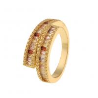 Cubic Zirconia Micro Pave Brass Finger Ring, gold color plated, Adjustable & Unisex & micro pave cubic zirconia, multi-colored 