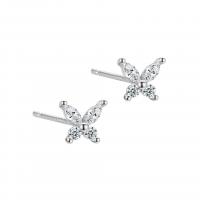 Cubic Zirconia Micro Pave Sterling Silver Earring, 925 Sterling Silver, Butterfly, plated, micro pave cubic zirconia & for woman 