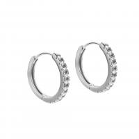 Sterling Silver Huggie Hoop Earring, 925 Sterling Silver, plated & for woman & with rhinestone 