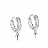 925er Sterling Silber Huggie Hoop Ohrringe finden, plattiert, mit Strass, keine, 9x11.5mm, verkauft von Paar