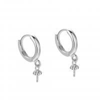 925 Sterling Silver Huggie Hoop Earring Finding, plated, for woman 