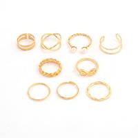 Zinc Alloy Ring Set, with Plastic Pearl, plated, nine pieces & fashion jewelry & Unisex 1.8cm 