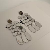 Zink Legierung Tropfen Ohrring, Zinklegierung, Modeschmuck & für Frau, Silberfarbe, 60mm, verkauft von Paar