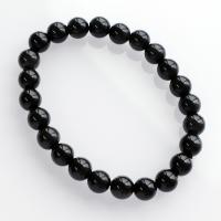 Schwarzer Obsidian -Armband, poliert, unisex, schwarz, Länge:ca. 21 cm, verkauft von PC