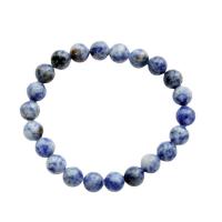 Gemstone Bracelets, Blue Speckle Stone, polished, Unisex, blue Approx 21 cm 