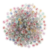 Acryl Zahlen Perlen, DIY & glänzend & Emaille, gemischte Farben, 4x7mm, 100PCs/Tasche, verkauft von Tasche