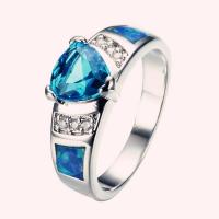 Cubic Zirconia Micro Pave Brass Finger Ring, with Artificial Opal, Unisex & micro pave cubic zirconia, mixed colors, 17mm 