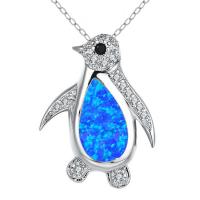 Cubic Zirconia Micro Pave Brass Pendant, Zinc Alloy, with Artificial Opal, Penguin, micro pave cubic zirconia 20mm 