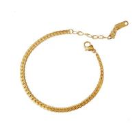 Titanium Steel Bracelet & Bangle, Vacuum Ion Plating, for woman, golden Approx 7.5 Inch 
