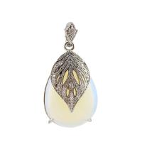 Gemstone Jewelry Pendant, Natural Stone, with Zinc Alloy, Teardrop, platinum color plated & for woman 