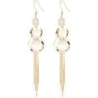 Fashion Fringe Earrings, Zinc Alloy, with Cubic Zirconia & Cats Eye, Calabash, gold color plated, for woman & faceted, 30-60mm 