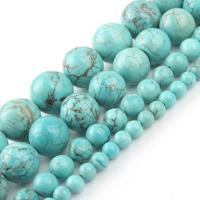 Perles en Turquoise naturelle, Rond, poli, DIY & normes différentes pour le choix Environ 15 pouce, Vendu par brin