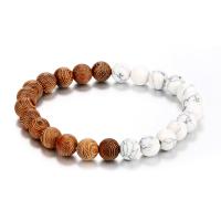 Gemstone Bracelets, Wood, with Howlite, fashion jewelry & Unisex, 8mm Approx 7.87 Inch 