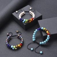 Gemstone Woven Ball Bracelets, with Knot Cord, handmade, Double Layer & Unisex, 8mm Approx 7-11.4 Inch 