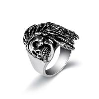 304 Stainless Steel Finger Ring, Skull, plated, fashion jewelry & for man, silver-grey 