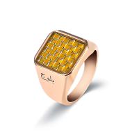 304 Stainless Steel Finger Ring, with Carbon Fibre, Square, rose gold color plated, fashion jewelry & for man, rose gold color 