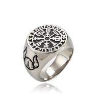 304 Stainless Steel Finger Ring, Compass, plated, fashion jewelry & for man, silver-grey 