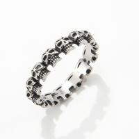 304 Stainless Steel Finger Ring, Skull, plated, fashion jewelry & for man, silver-grey 