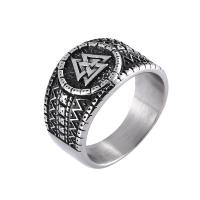 316L Stainless Steel Finger Ring, Round, plated, fashion jewelry & for man, black, 15mm 