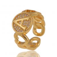 Cubic Zirconia Micro Pave Brass Finger Ring, gold color plated, Adjustable & Unisex & micro pave cubic zirconia, 20mm 