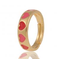 Латунь Открыть палец кольцо, плакирован золотом, Регулируемый & Женский & эмаль, Много цветов для выбора, 21mm, продается PC