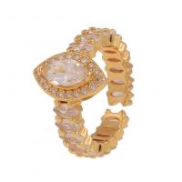 Cubic Zirconia Micro Pave Brass Finger Ring, gold color plated, Adjustable & micro pave cubic zirconia & for woman 23mm 