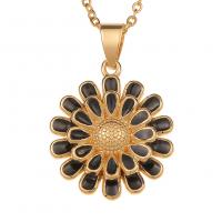 Brass Jewelry Necklace, Flower, gold color plated, for woman & enamel Approx 17.7 Inch 
