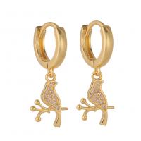 Huggie Hoop Drop Earring, laiton, animal, Placage de couleur d'or, styles différents pour le choix & pavé de micro zircon & pour femme Vendu par paire