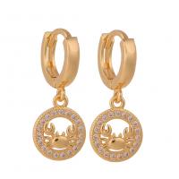 Huggie Hoop Drop Earring, laiton, Placage de couleur d'or, styles différents pour le choix & pavé de micro zircon & pour femme Vendu par paire