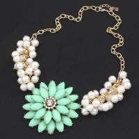 Rhinestone Zinc Alloy Necklace, with Plastic Pearl, with 1.77inch extender chain, fashion jewelry & for woman & with rhinestone 7.2cm Approx 22.76 Inch 
