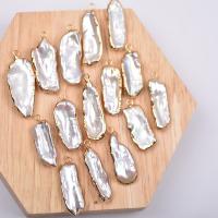 Kultivierten Süßwasser Perle Messing Anhänger, Natürliche kultivierte Süßwasserperlen, mit Messing, plattiert, weiß, 10-25mm, verkauft von PC