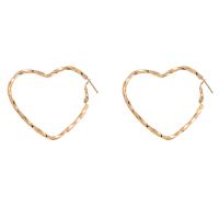 Brass Hoop Earring, brass post pin, Heart, for woman 