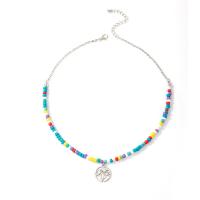 жемчужное стеклянное ожерелье , цинковый сплав, с Seedbead, с 5.5cm наполнитель цепи, ювелирные изделия моды & Женский, разноцветный, длина:45.5 см, продается Strand