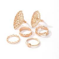Zinc Set anillo de aleación, aleación de zinc, 6 piezas & Joyería & para mujer, dorado, Vendido por Set