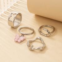 Zinc Alloy Ring Set, with Acrylic, 4 pieces & fashion jewelry & for woman, original color 