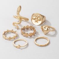 Zink-Legierung Ring Set, Zinklegierung, plattiert, 7 Stück & Modeschmuck & für Frau, goldfarben, verkauft von setzen