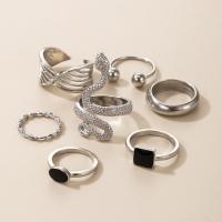 Zink-Legierung Ring Set, Zinklegierung, 7 Stück & Modeschmuck & für Frau & Emaille, Silberfarbe, verkauft von setzen
