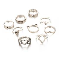 Цинковый сплав кольцо Установить, цинковый сплав, Другое покрытие, 9 шт & ювелирные изделия моды & Женский, серебряный, продается указан