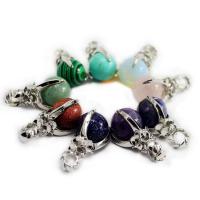 Gemstone Jewelry Pendant, Natural Stone, with Zinc Alloy, platinum color plated & Unisex 