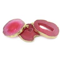 Red Agate Pendants, with Brass, gold color plated, druzy style & Unisex & hollow, red 
